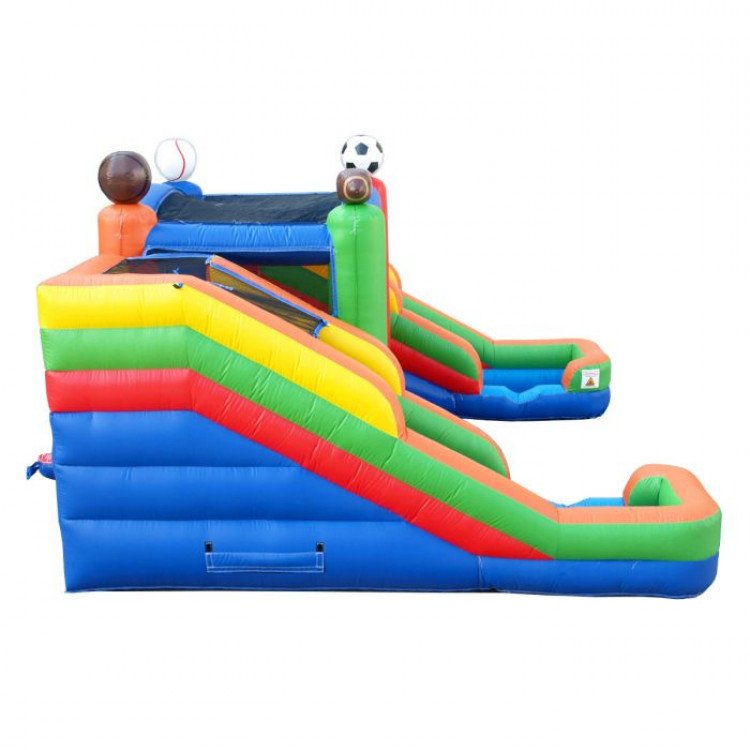 4 Sports Inflatable Double Water Slide Bounce House with Po All