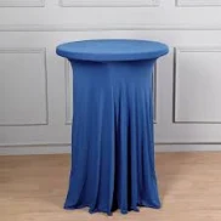 blue spandex cocktail tables covers