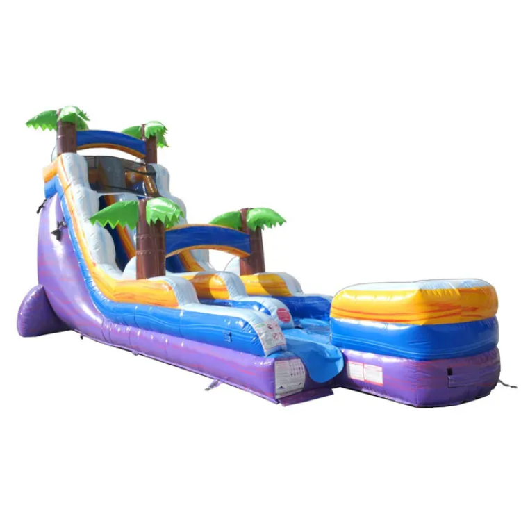 #34 18' Tropical Purple Marble Inflatable Water Slide