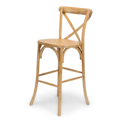 Farmhouse Cross Back Bar Stool - Limewash