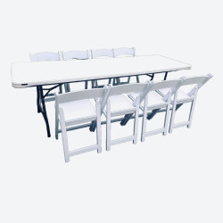 8FOOTWITHRESIN 1771016834 8' RECTANGULAR TABLE WITH 8 RESIN CHAIRS